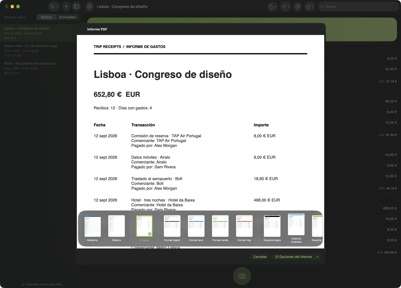 Del viaje al informe de gastos.
