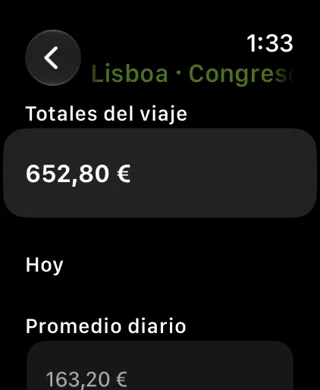 Recibos de viaje — Apple Watch