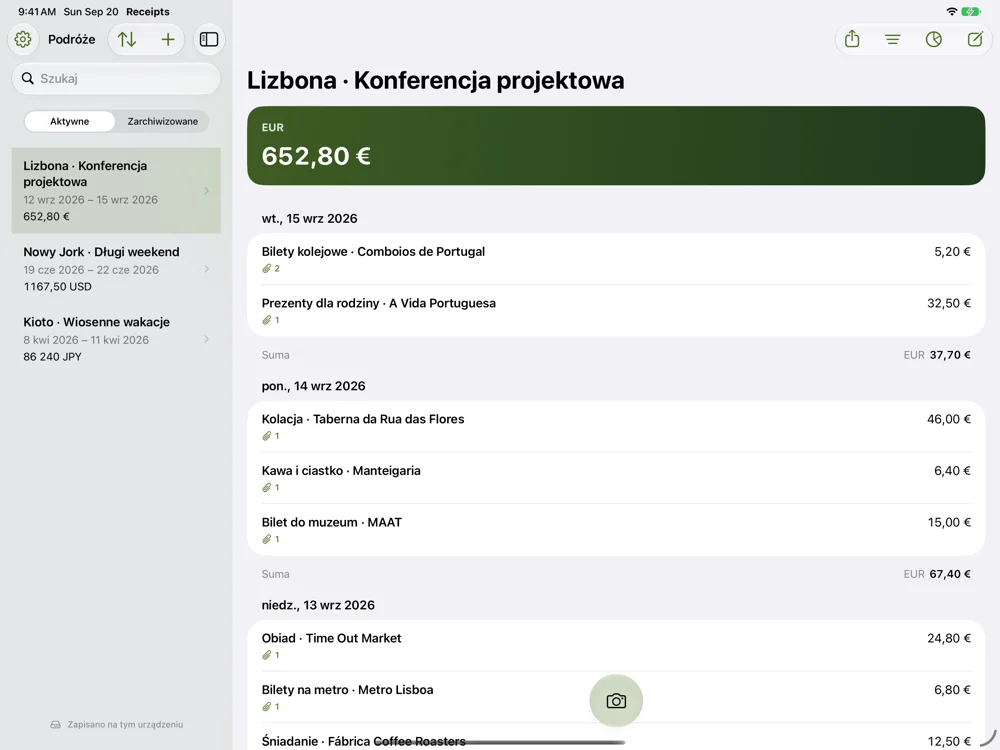 Paragony z podróży — iPad