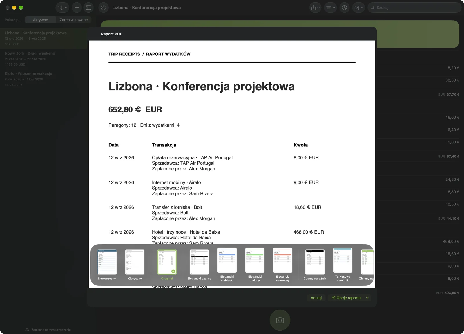 Od podróży do raportu wydatków.